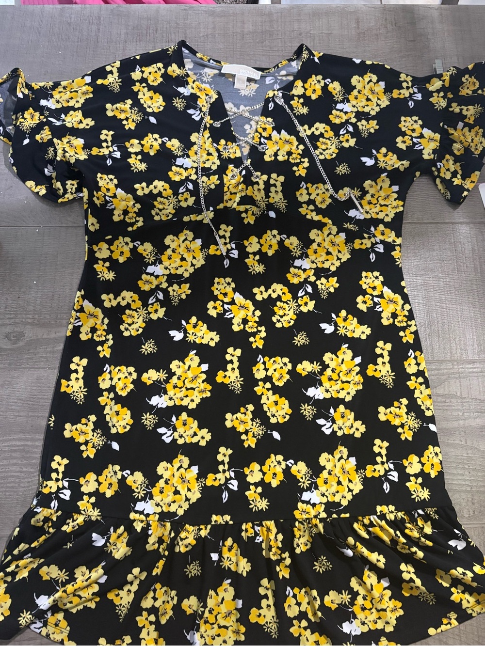 Michael Kors Black Dress with Yellow Floral Print